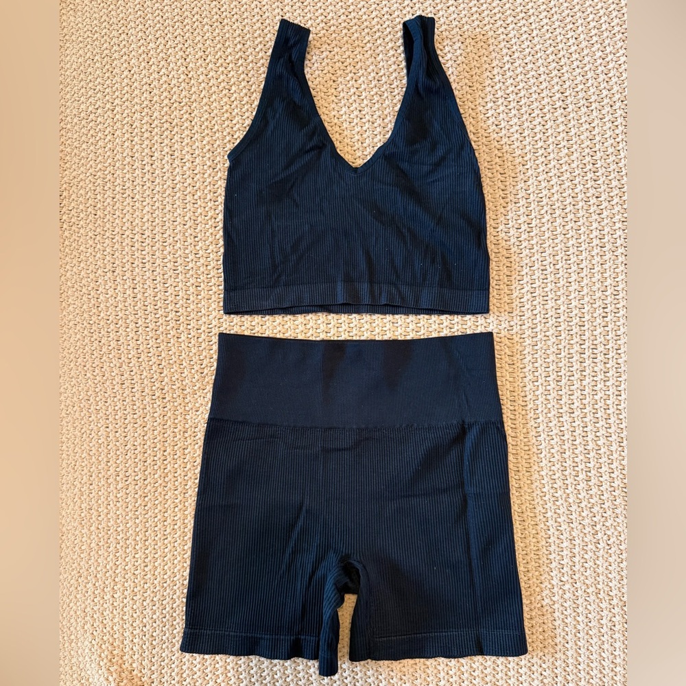 Target Black Ribbed Bra and Shorts Set
